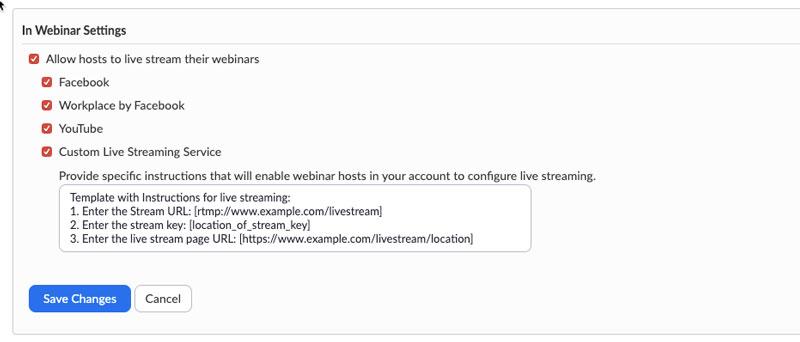 enable live stream webinar