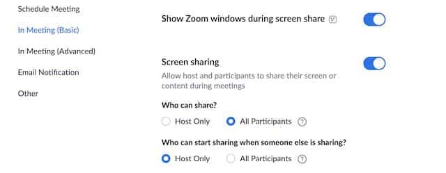 screen sharing all participants 1