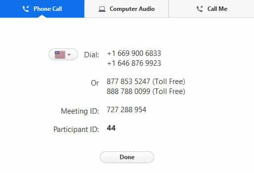 join audio phone call tab