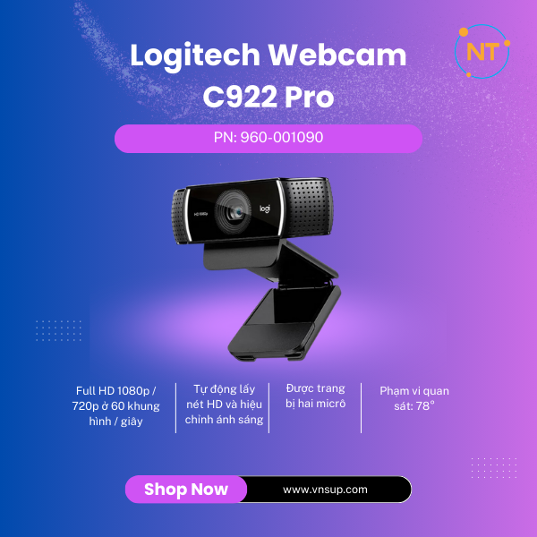 Webcam tốt nhất để ghi lại hội thảo trên web C922 Pro của Logitech