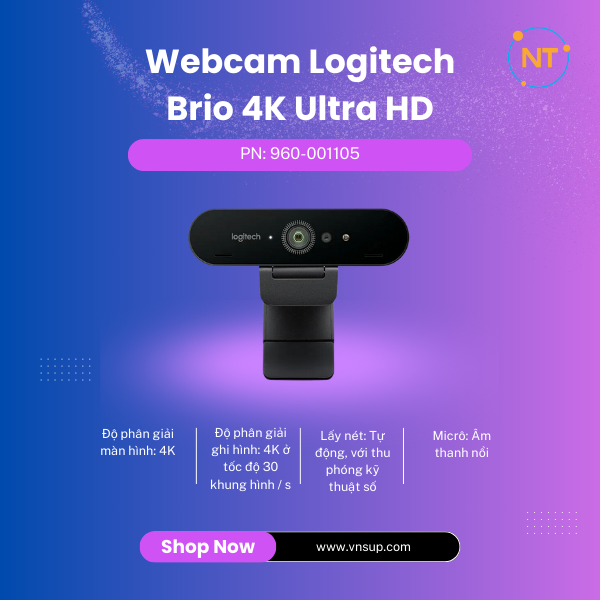 Webcam tốt nhất để ghi lại hội thảo trên web Logitech Brio