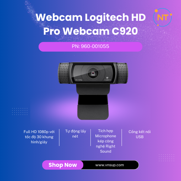 Webcam tốt nhất để ghi lại hội thảo trên web Logitech HD Pro C920