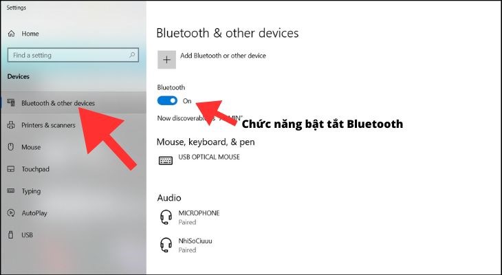 Bật chức năng Bluetooth để quét tìm các thiết bị khác