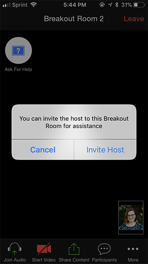 Cách đề nghị trợ giúp khi vào Breakout room trên điện thoại iOS 1