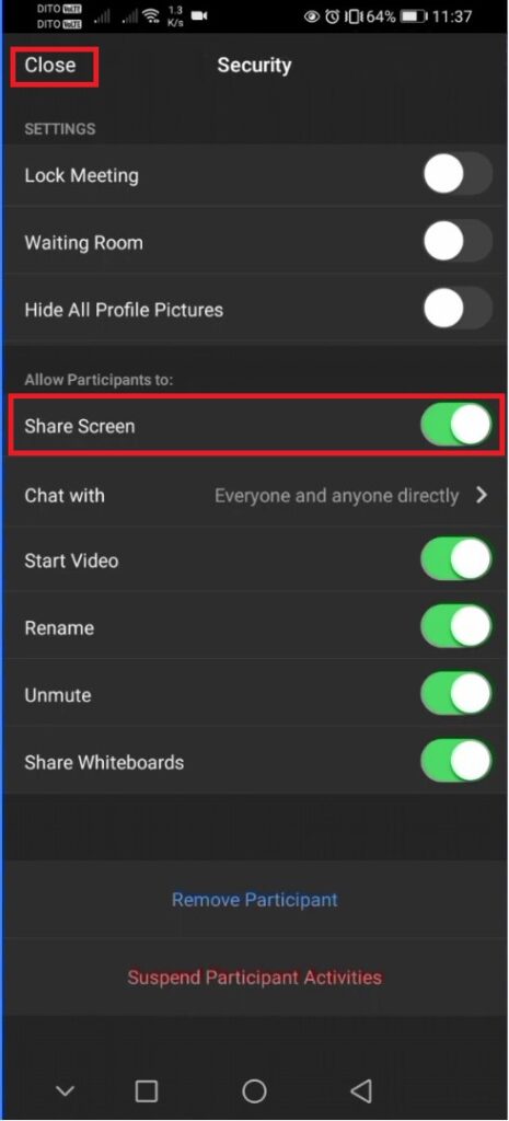 Cấp quyền chia sẻ màn hình trên Zoom trên điện thoại 2