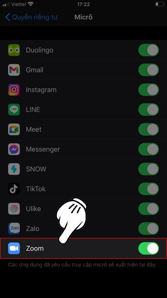 Cho phép Zoom sử dụng micro trên điện thoại iOS 03