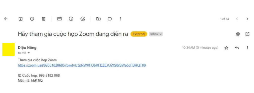Tham gia phỏng vấn Zoom qua link cuộc họp được gửi trong email