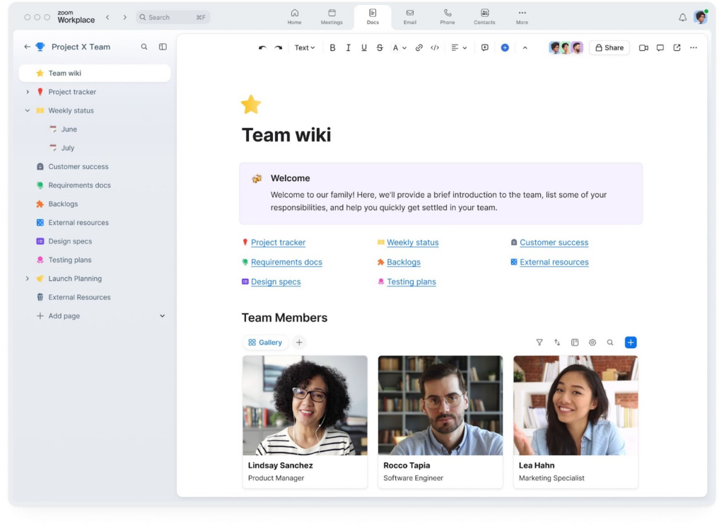 Việc tạo wiki trong Zoom Docs sẽ lưu trữ mọi thông tin quan trọng của nhóm bạn tại một nơi.