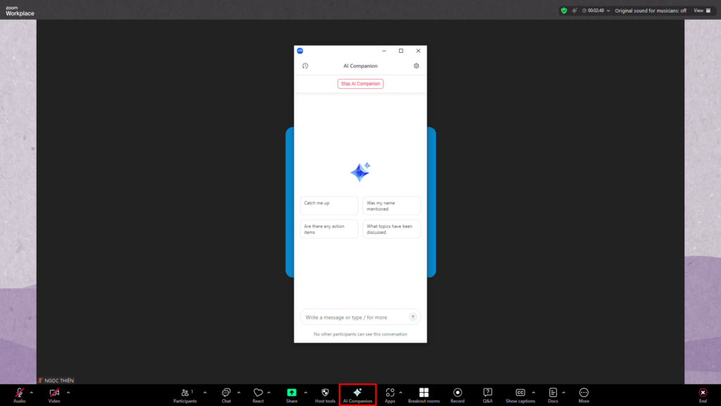 Cách bật Zoom AI Companion với tư cách là Host