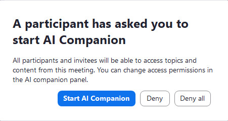 Cách gửi yêu cầu bật Zoom AI Companion với tư cách là người tham gia 01