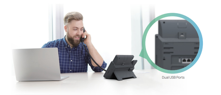 Dòng điện thoại IP Yealink T4U có 2 cổng USB