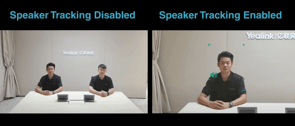 So sánh trước và sau khi bật tính năng Speaker Tracking