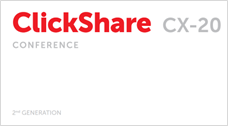 Nhận biết thiết bị Barco ClickShare Gen 2 qua các mặt bên của hộp đựng