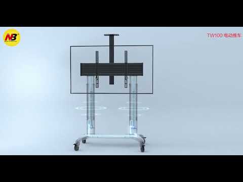 NB TW100 Aluminum Alloy Black Motorized Mobile Stand Support TV Size 75”-110”