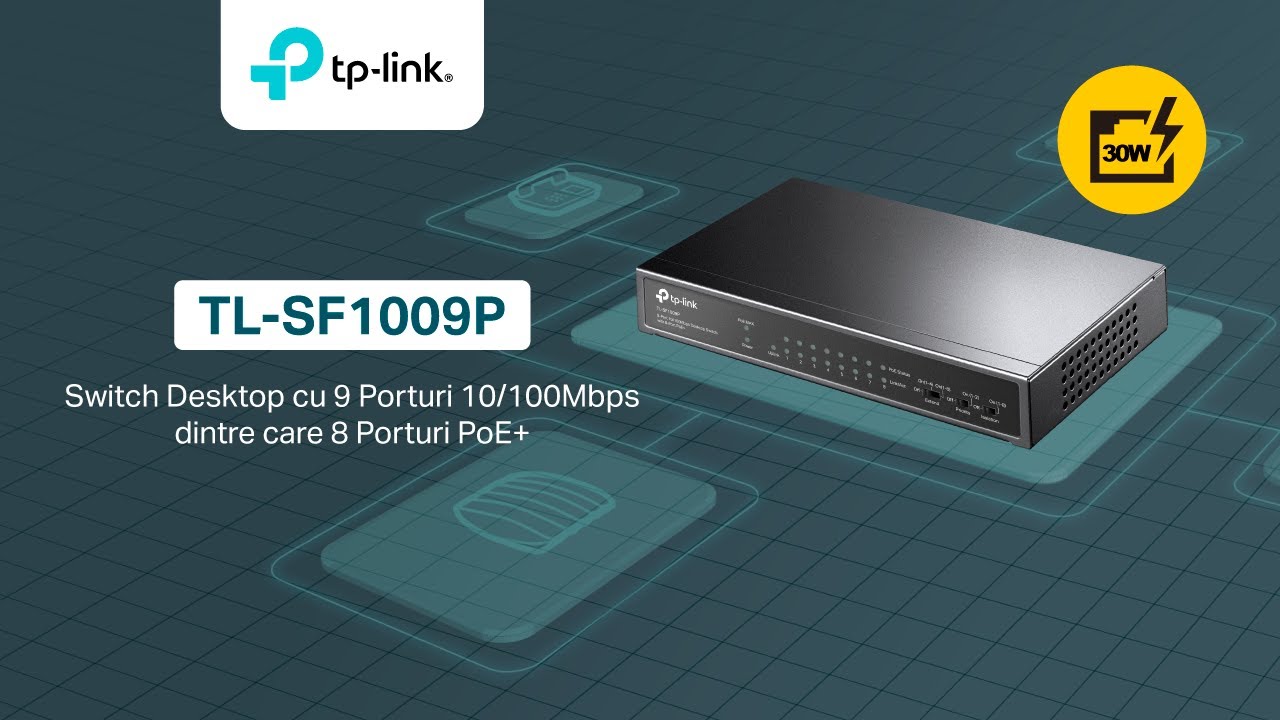 TP-Link Enterprise | Prezentare Switch PoE+ TL-SF1009P - Switch Desktop cu 9 porturi 10/100Mbps