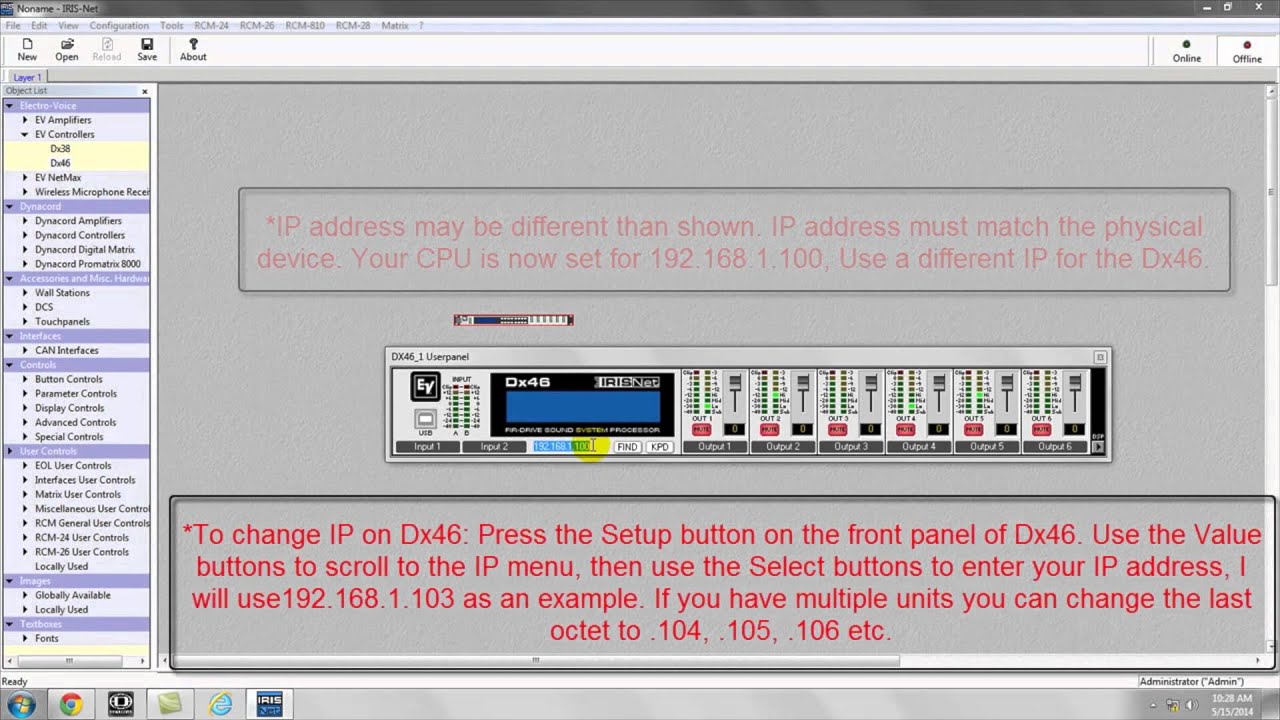 Connecting to a DX46 with Iris Net via Ethernet