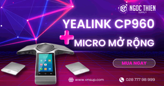 Yealink CP960 + Micro mở rộng- Bộ thiết bị hội nghị truyền hình cho doanh nghiệp 2025 Yealink CP960 + Micro mở rộng - Bộ thiết bị hội nghị truyền hình cho doanh nghiệp