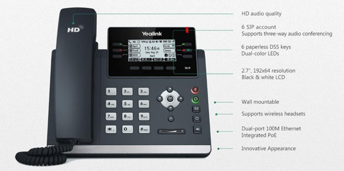 Yealink SIP-T41P thuộc dòng điện thoại IP Phone chất lượng cao,