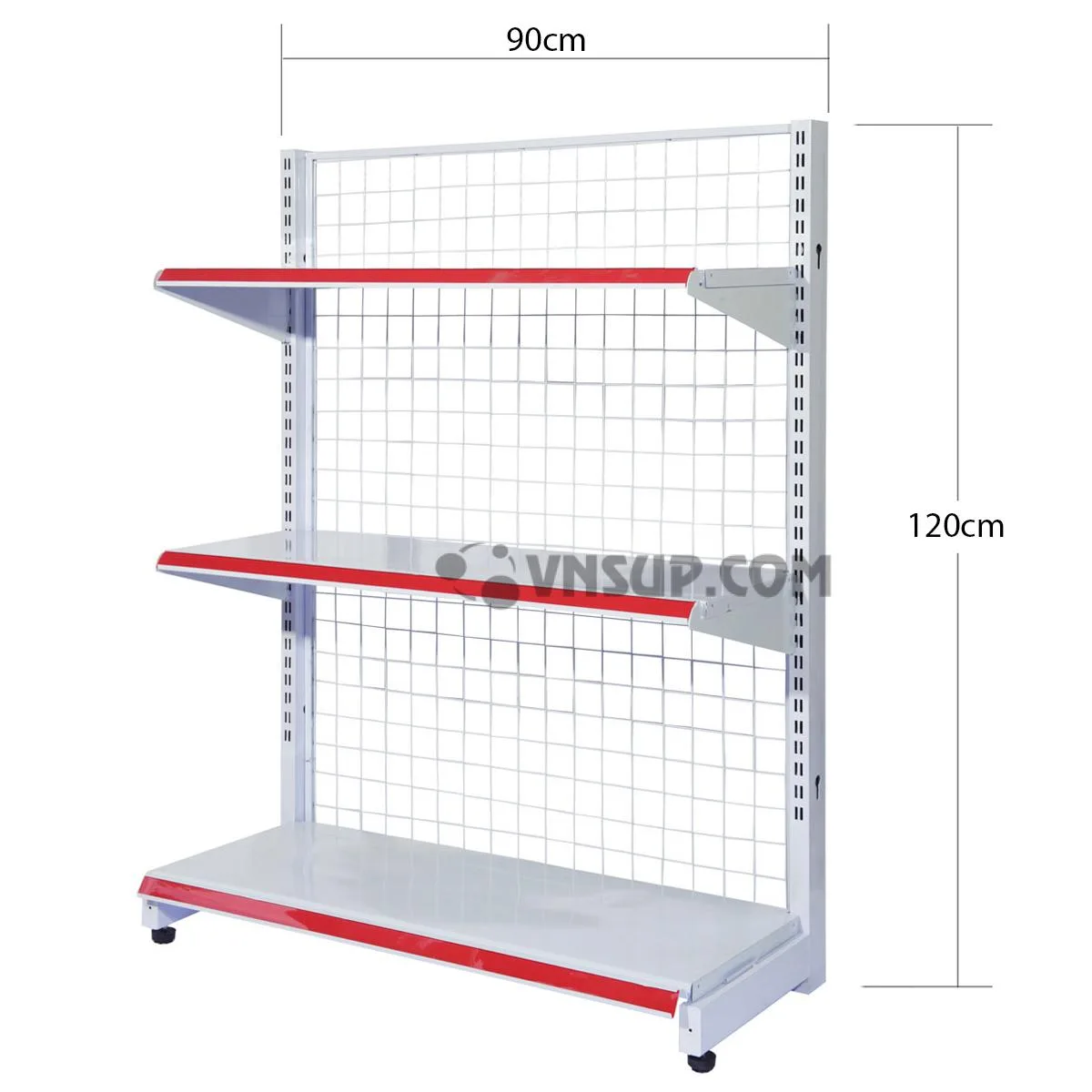 Kệ siêu thị đơn 3 tầng 0.9m x 1.2m – loại dày 0.6