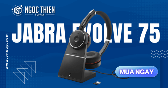 Evolve 75 ( Có đế sạc ) - Tai nghe call center cho doanh nghiệp 2025 Tai nghe Jabra Evolve 75 ( Có đế sạc )