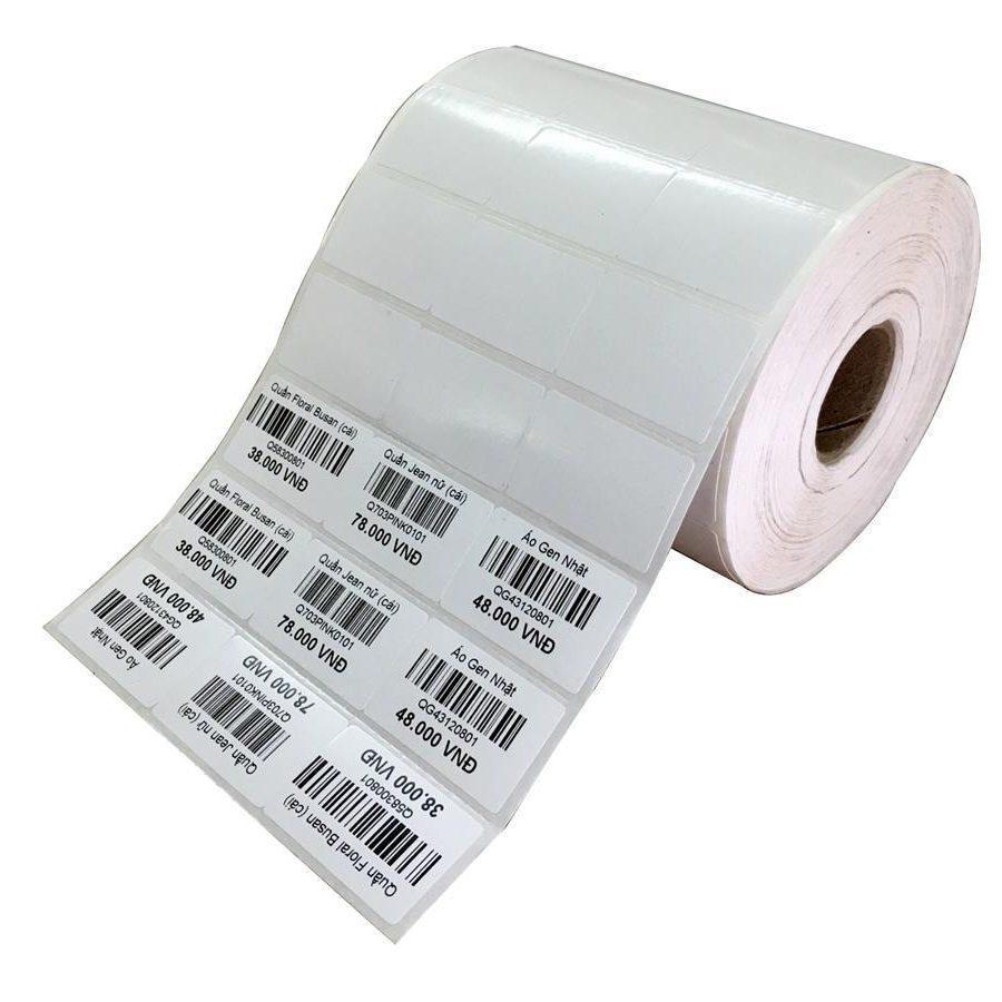Decal in Tem siêu thị loại giấy in mã vạch 3 tem - Khổ tem 22 x 35mm. 
