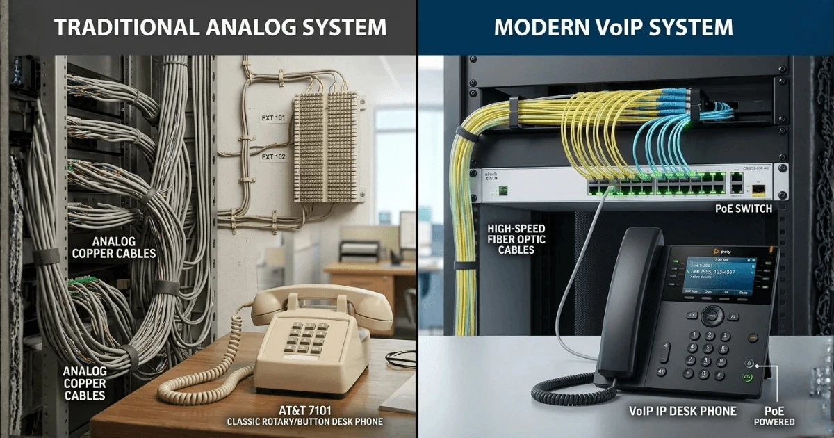 Hệ thống tổng đài analog truyền thống và tổng đài IP