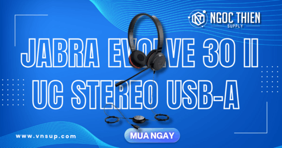 Jabra Evolve 30 II UC Stereo USB-A (5399-829-309) - Tai nghe call center cho doanh nghiệp 2025 Jabra Evolve 30 II UC Stereo USB-A