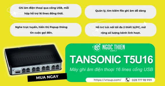 Tansonic T5U16 USB Hệ thống ghi âm điện thoại 16 lines
