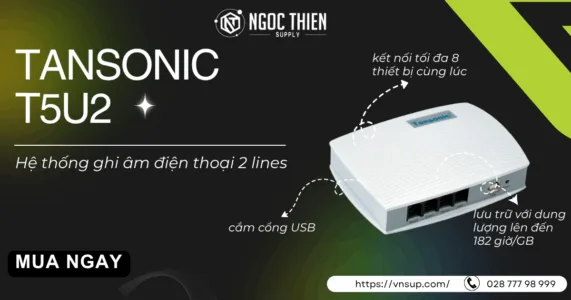 Tansonic T5U2 USB Hệ thống ghi âm điện thoại 2 lines