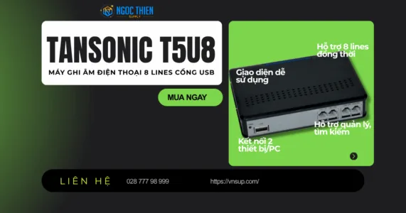 Tansonic T5U8 USB Hệ thống ghi âm điện thoại 8 lines