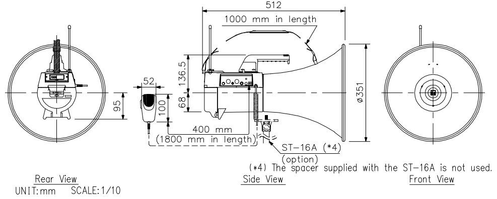 Thông số kĩ thuật Megaphone đeo vai TOA ER-2930W