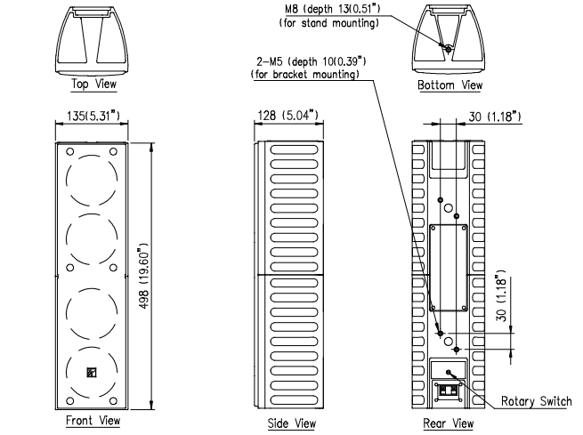 Thông số kĩ thuật loa cột TOA TZ-406W AS