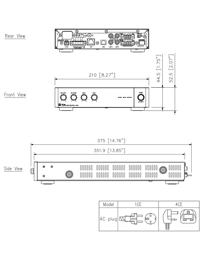thông số kỹ thuật của TOA a-5006