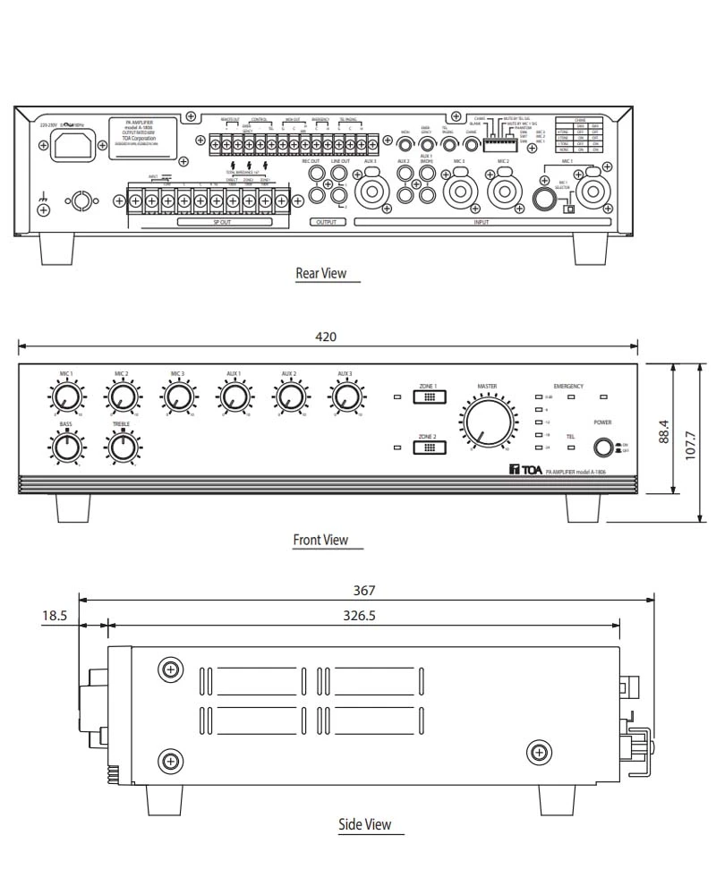 thông số kỹ thuật amply mixer 60w a-1806
