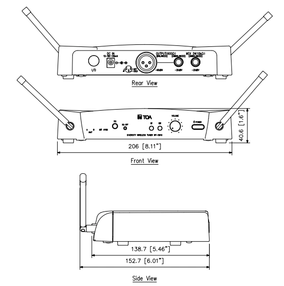 các mặt của bộ thu trong Bộ không dây WS-5325U