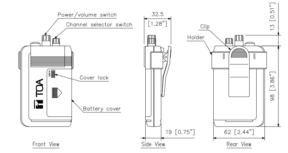 mặt trước, mặt sau, mặt bên WT-5100