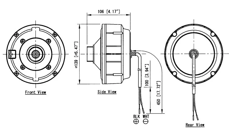 mặt trước, mặt sau và mặt bên của loa TOA TU-632