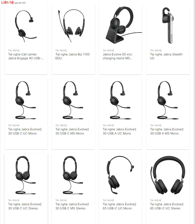 Một số mẫu tai nghe Jabra Office được bày bán tại Ngọc Thiên