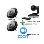 Combo Jabra 2×710 + Logitech PTZ Pro + Phần mềm zoom- Bộ thiết bị hội nghị truyền hình cho doanh nghiệp