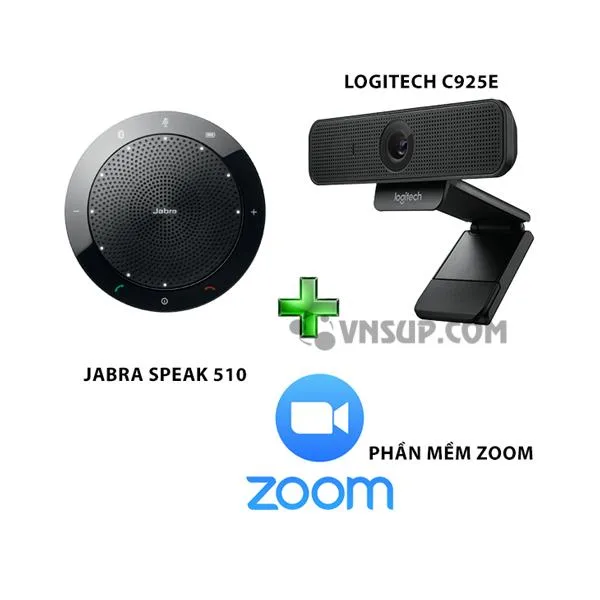 Combo Jabra 510+Logitech C925e+Phần mềm Zoom