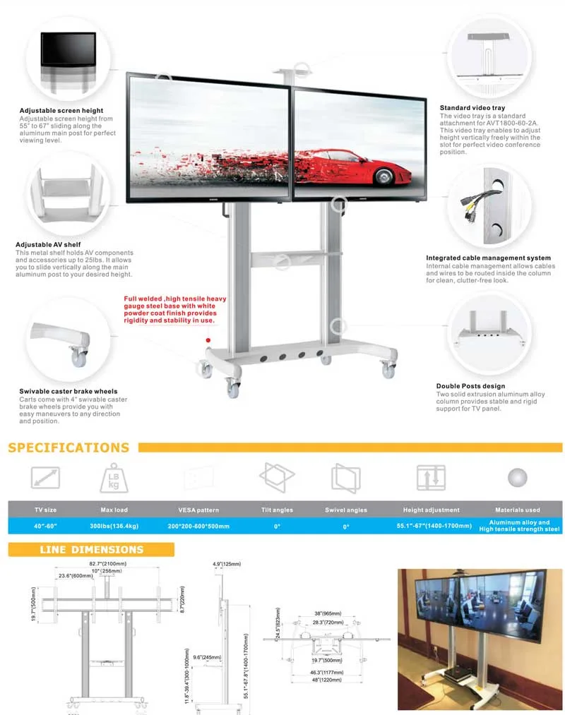 Đặc tính nổi bật giá treo tivi di động NB AVT-1800-2A