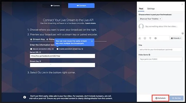 Hướng dẫn Truyền phát trực tiếp lên Facebook thông qua Truyền phát trực tiếp tùy chỉnh bước 4