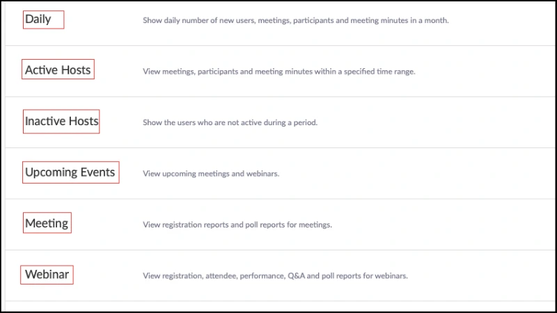 Hướng dẫn xem báo cáo kết quả về hội thảo trực tuyến đã tổ chức trên Zoom Webinar 1