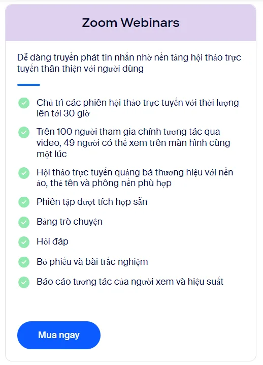 Tính năng Zoom Webinars