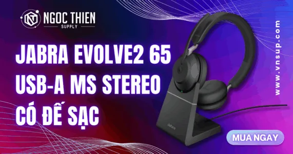 Jabra Evolve2 65 USB-A MS Stereo có đế sạc
