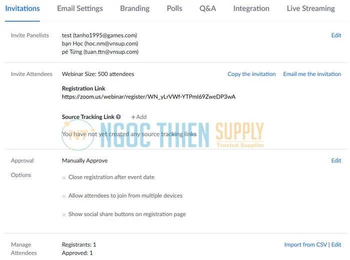 Trong mục Invitations