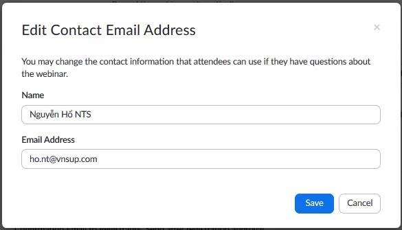 mục này cho phép bạn thay đổi thông tin sẽ hiện thị trên các email gửi đi