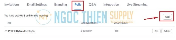 Trong thẻ Poll (thăm dò ý kiến, hoặc trả lời câu hỏi)