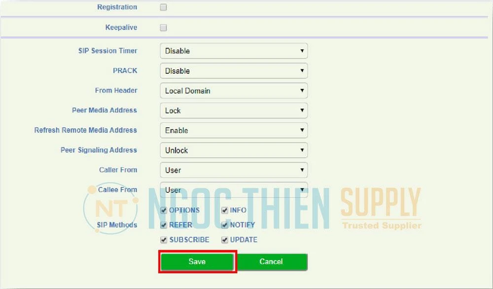 Các thông số còn lại để mặc định, sau đó nhấn Save lưu lại.