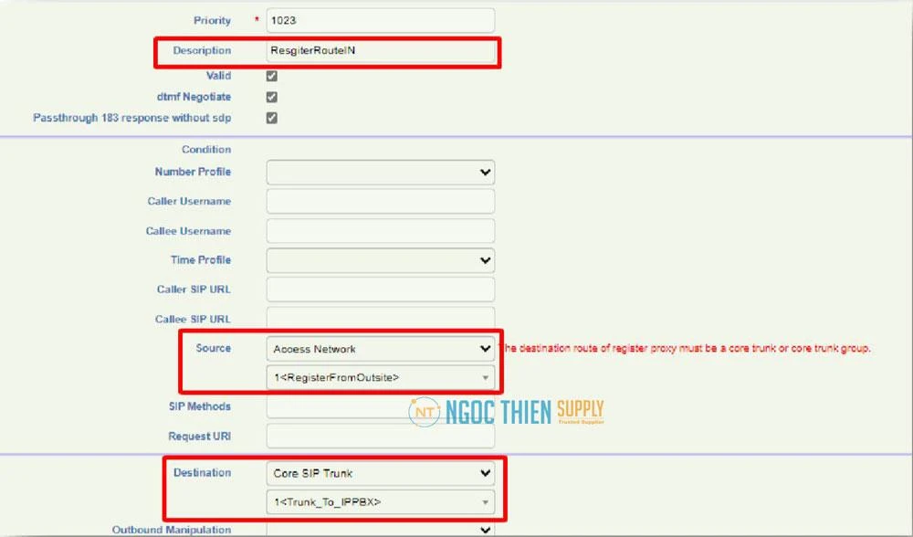 Bảng thông báo Add Call Routing hiện lên